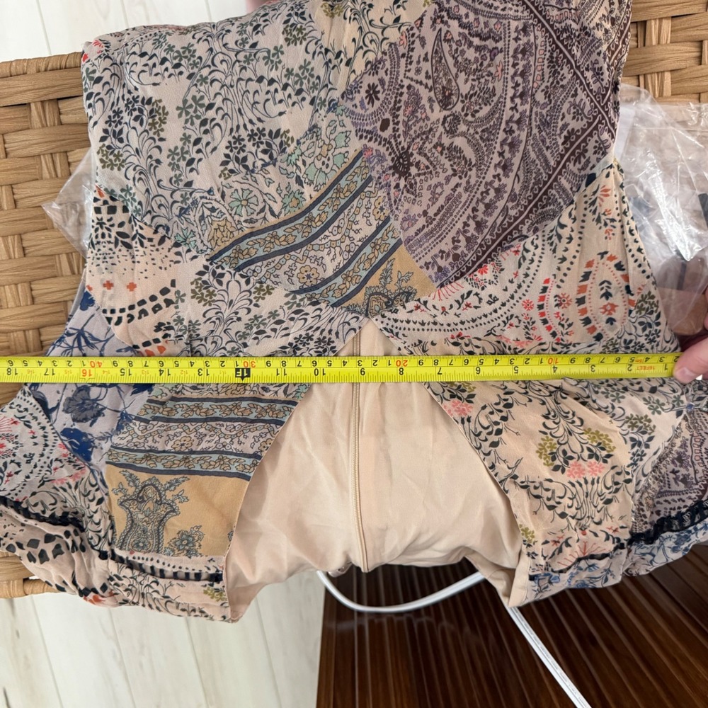 Free People Moroccan Dream Printed Maxi Dress Patchwork Boho V-Neck Size 4 - Picture 4 of 8